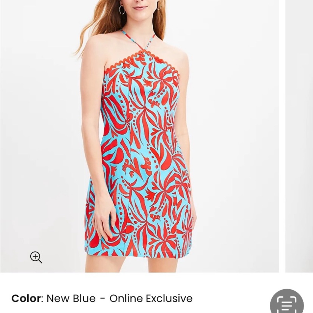 Ann Taylor Loft Blue and Red Patterned Halter Dress Cover up size 0